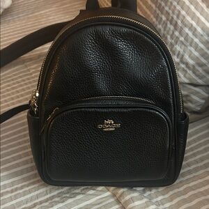 Coach Pebbled Mink Black Leather Backpack